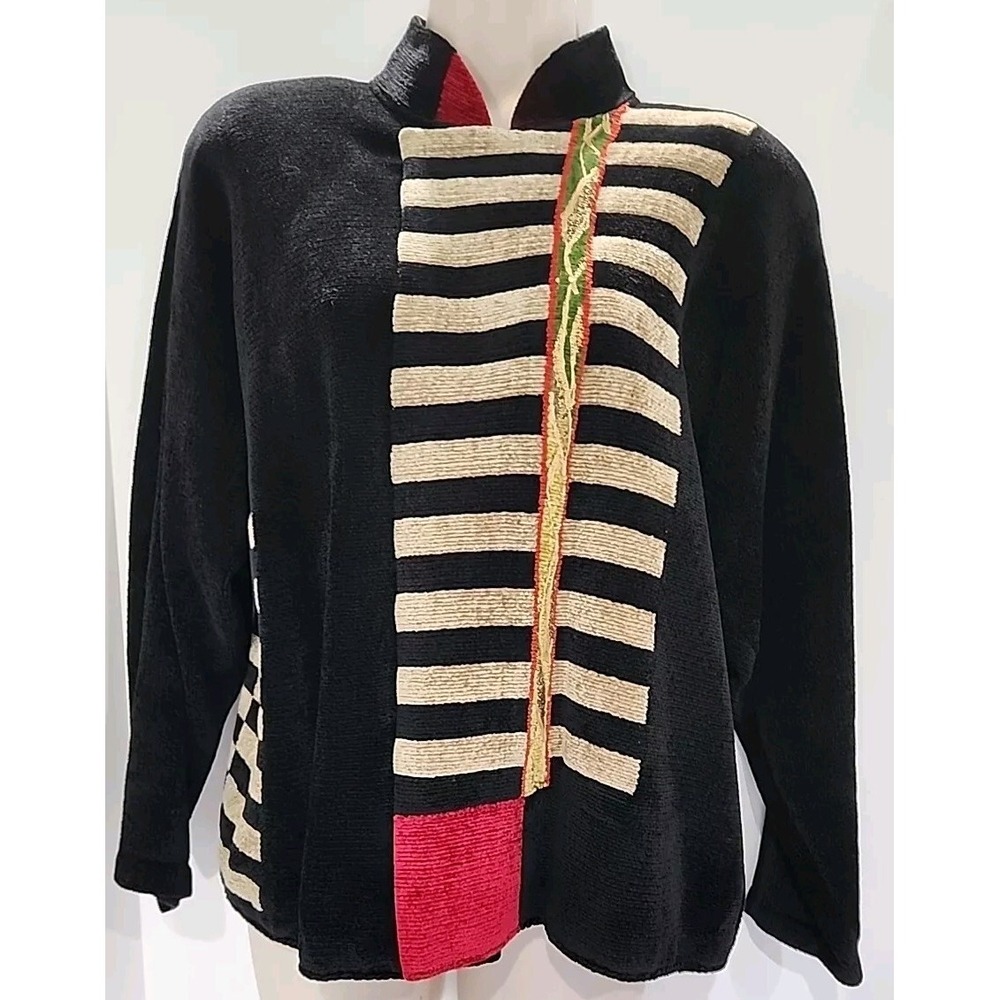 MINA NORTON NYC Chenille JACKET Womens Large Designer Wearable Vintage 1990s